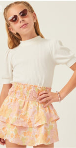 Smock Waist Layered Skirt